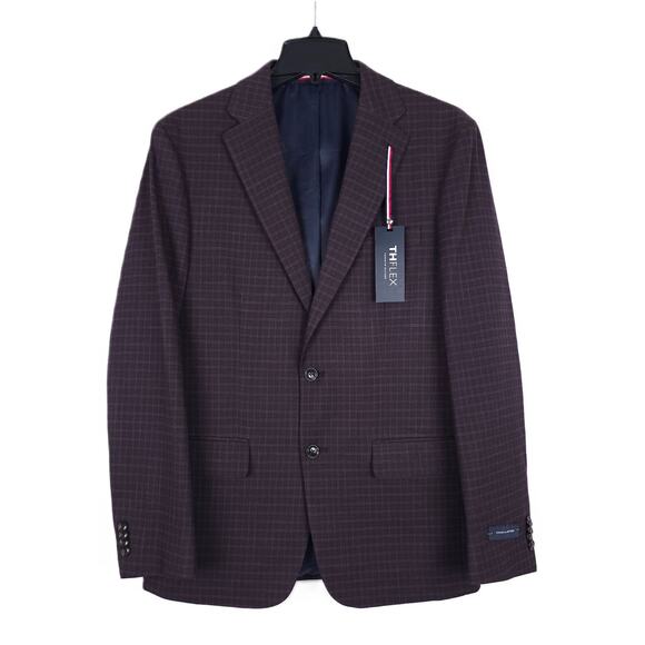 Tommy Hilfiger Men's Modern-Fit Flex Stretch Sport Coat Purple Check 40S NWT - Picture 1 of 7
